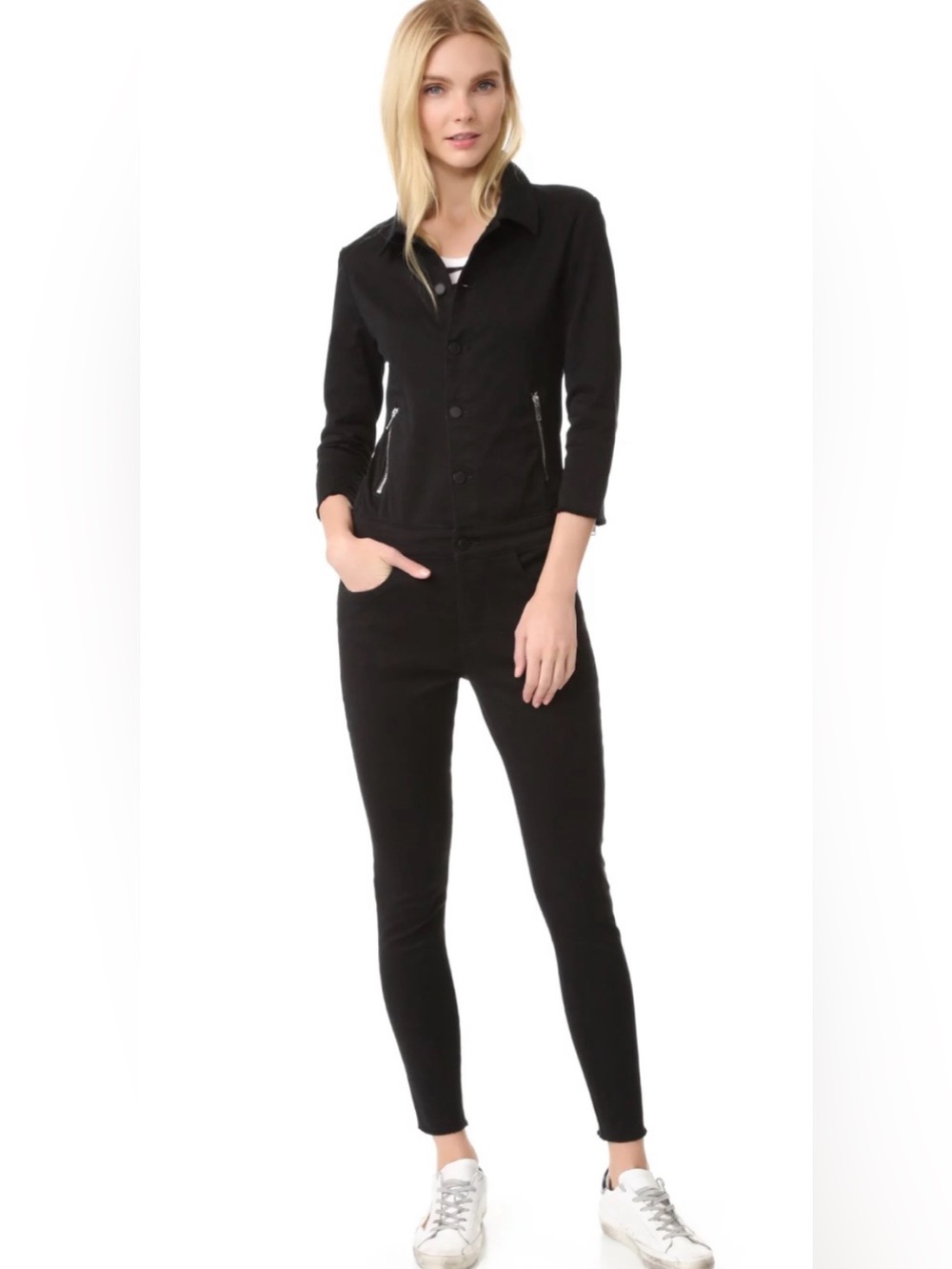 DL1961 Black Skinny Jumpsuit with Jacket-Style Top